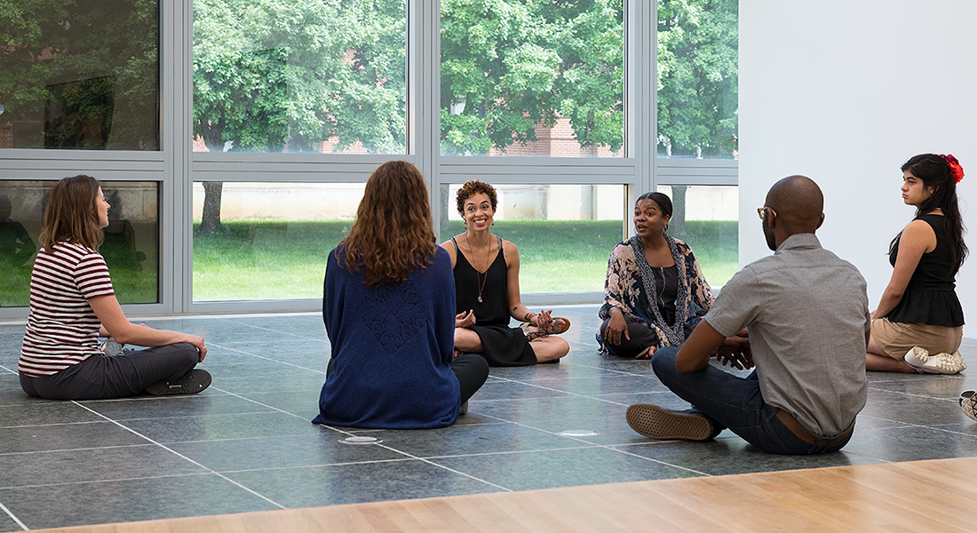 A session of the On Pause mindfulness and meditation program at the Wexner Center for the Arts at The Ohio State University