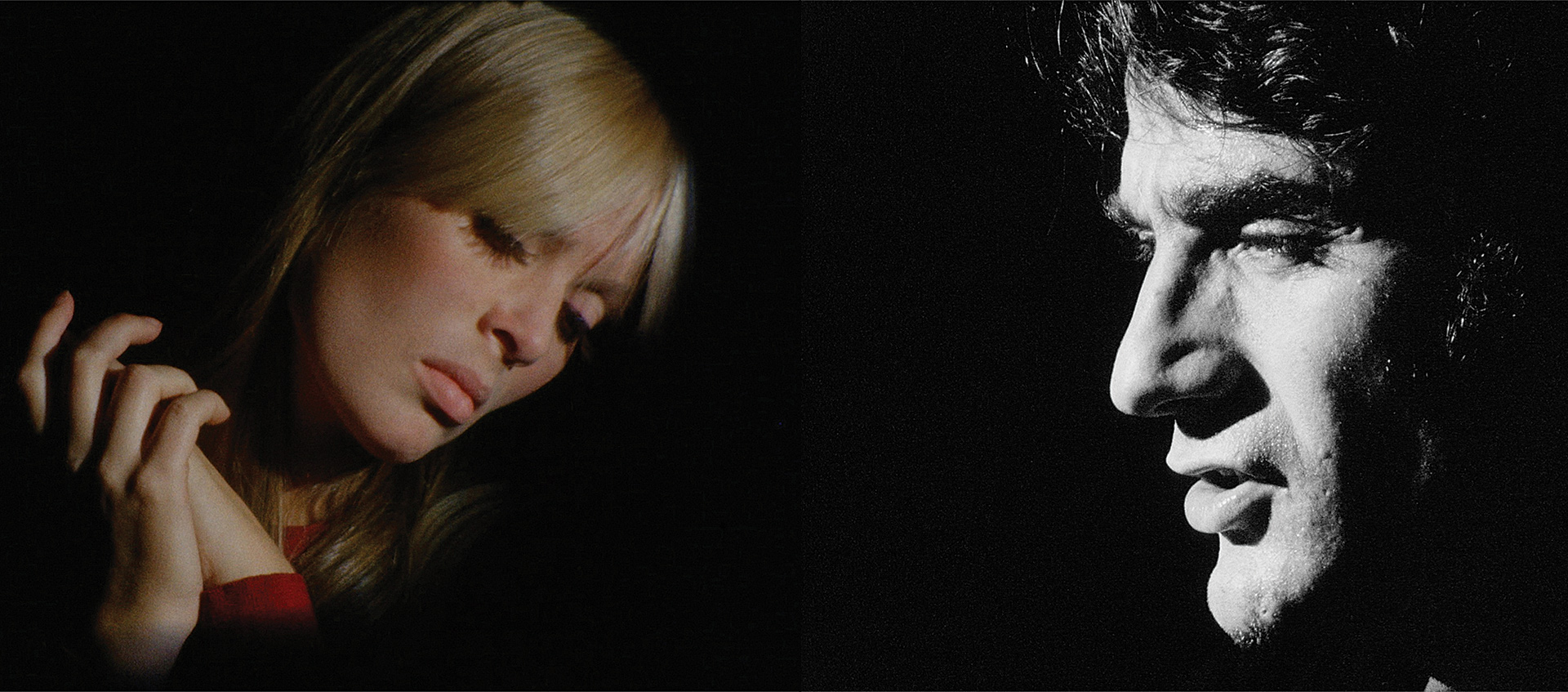 Nico and Ondine in a scene from Andy Warhol's double screen artwork The Chelsea Girls