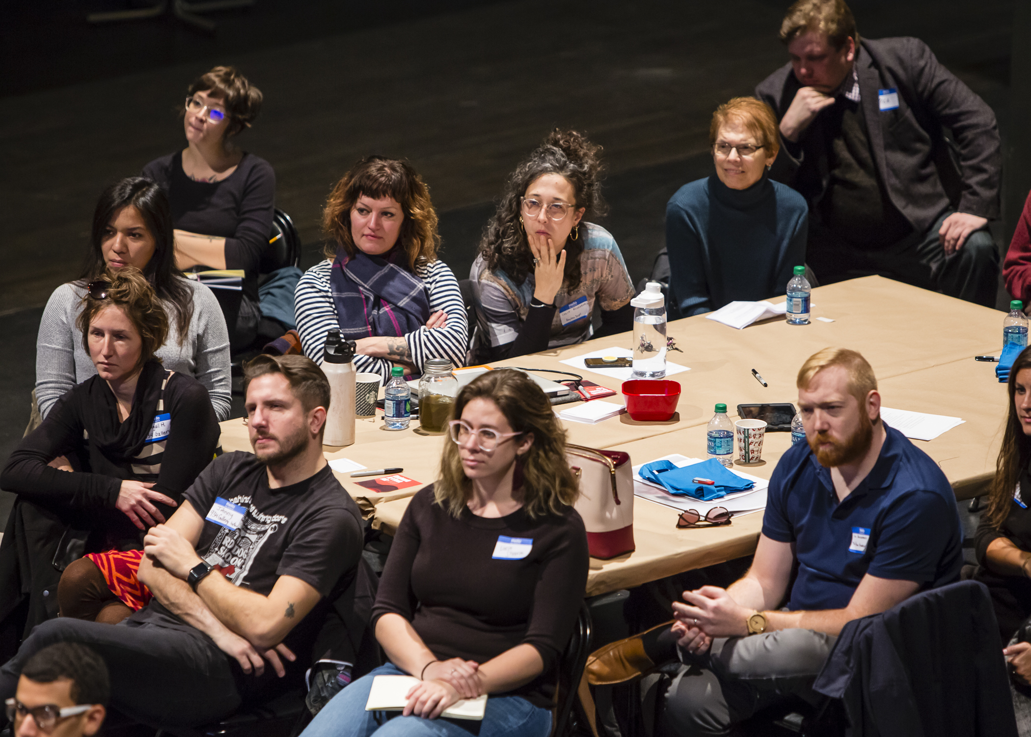 A table of participants at the November 16, 2019 event hear here: artist-run spaces and collectives in Ohio, in the Performance Space at the Wexner Center for the Arts. Photo: Katie Spengler Gentry