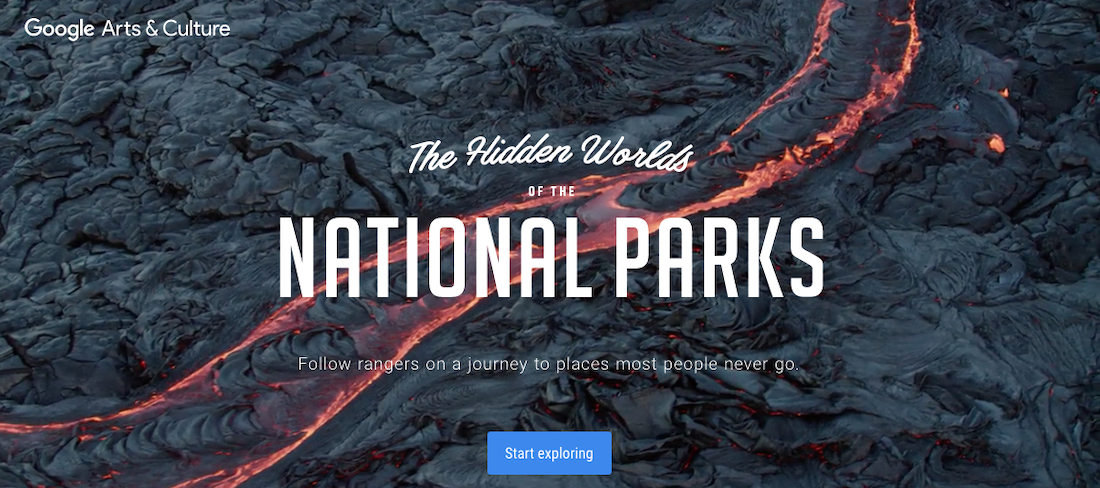 Image of the home page of Google Arts & Culture's National Parks site