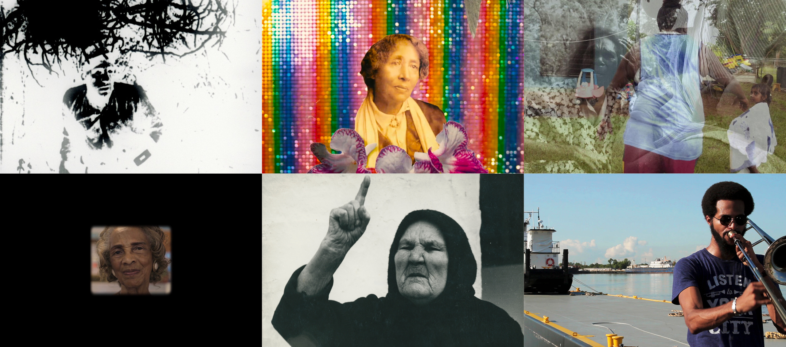 A collage of stills from the program Film Activism