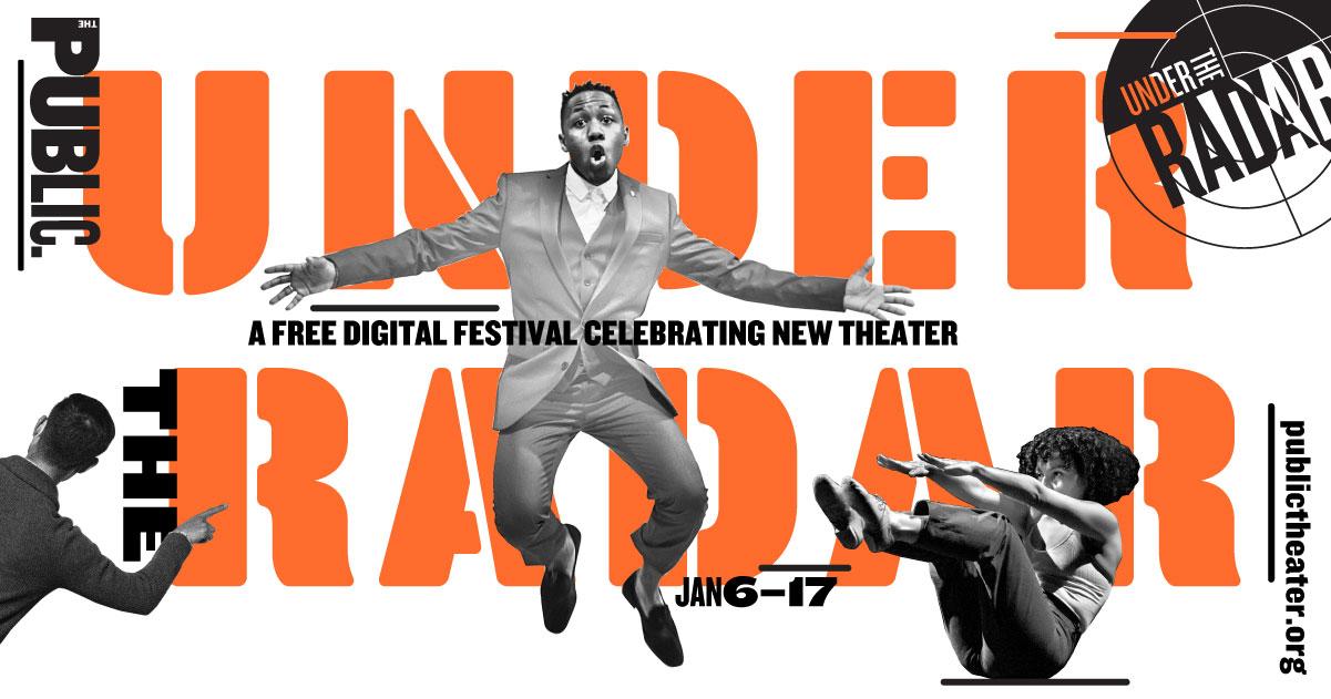 Under the Radar Festival logo. Text in orange and image of a man jumping in mid-air