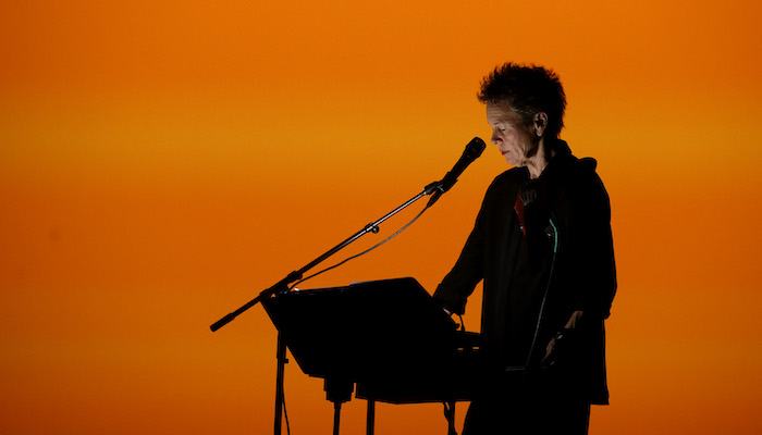 Laurie Anderson performing at the Wexner Center